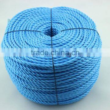 6MM*650MPP rope for protecting electric cable,Blue twisted yellow pp 3--strand rope