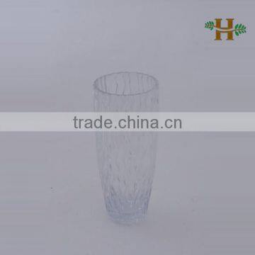 Handmade clear wavy glass vase, tall decorative screw thread home use glassware