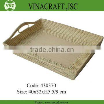 Rectangular wood rattan tray wholesale