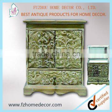 Antique wooden carved case with drawers, wooden carved jewel box