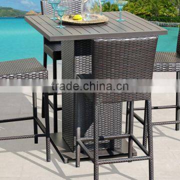 2017 Trade Assurance Hot Sale All Weather Outdoor Home Wicker Rattan Low Cost Bar Table Set photo-2