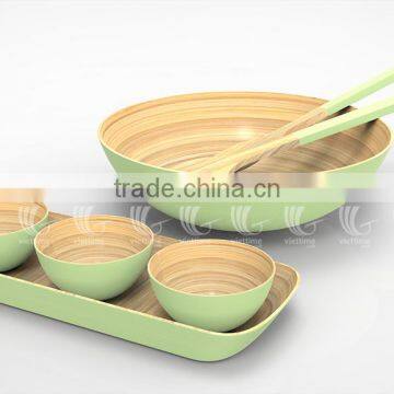 Lacquer bamboo salad bowls, spun bamboo trays