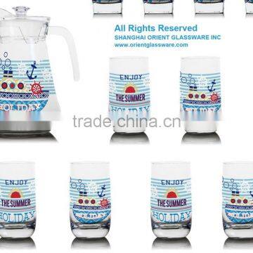 1000ml 1300ml Glass Pitcher Sets Glass Jar and 6pcs Cup Set Glass Col Water Jug Set photo-4