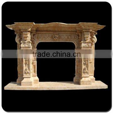 europe style beige natural stone the marble fireplace