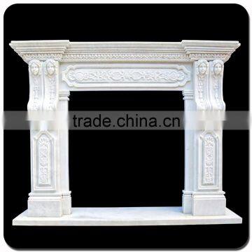 Home Decoration Hand Carving White Flower Marble Fireplace Mantel photo-3