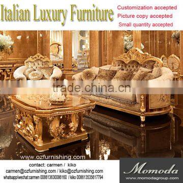 royal gold Louis XVI baroque antique carved luxury classic living room sofa set villa hotel lobby sofa furniture