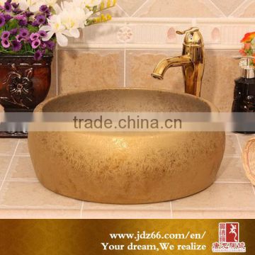 Luxury fancy style ceramic sink bathroom gold