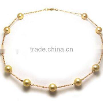 Wholesale 10-11mm Golden South Sea Pearl Tin Cup Necklace photo-2