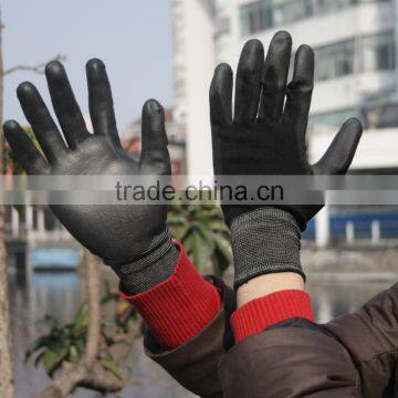NMSAFETY 13 Gauge Knitted Black Nylon pu Dipped Dmf Free Working Gloves for Construction photo-3