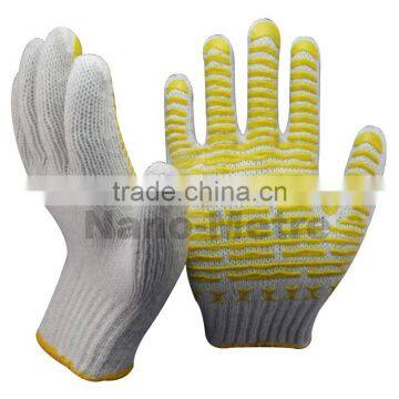 NMSAFETY bleached cotton pvc dotted hand gloves