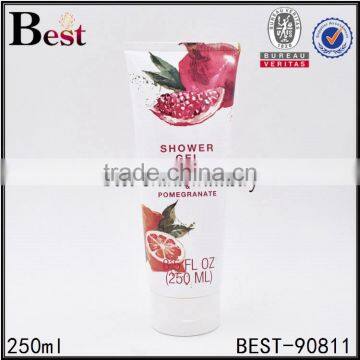 250ml flower logo body lotion plastic cosmetic tube packaging for cosmetics