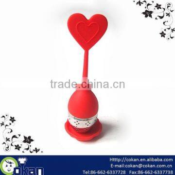 Hot Sale Heart Shape Tea Infuser/Tea Strainer,stainless Steel + Silicone,CK-TI0079 photo-2