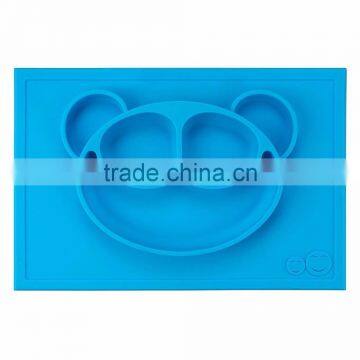 2017 Hot Selling Amazon and Ebay Suction Table Food Tray Placemat Plate Silicone Baby Kids Tray photo-3