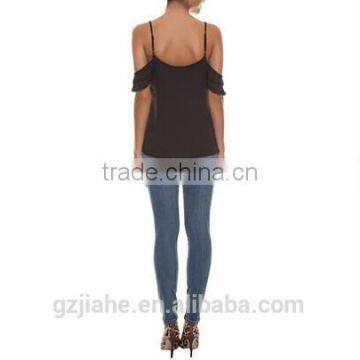 Woman Blouses Sexy Sleeveless Chiffon Ruffle Plus Size Ladies Blouses Casual Tops Clothing 2015 New Summer 4 Colors photo-2