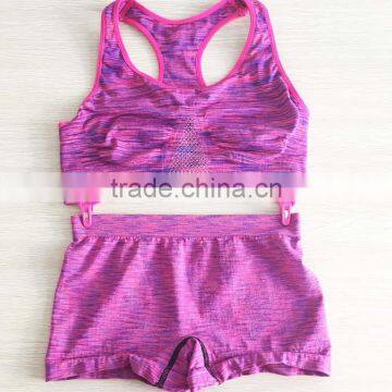 Melange color ladies yoga and jogging sports bra set factory