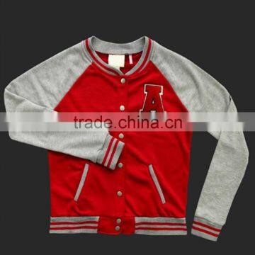 Custom MadeTop Quality Raglan Sleeved With Aplique Of Plain Autumn Baseball Jacket women