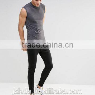 Custom Charcoal Turtleneck Sleeveless Muscle T-shirts, Sports Tank Tops Men OEM photo-4