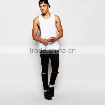 Mens Plain White Tank Top Custom Open Side Tank Top photo-3