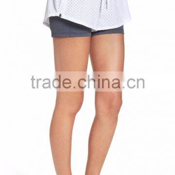 MGOO OEM Service Double Layer Performance Shorts Perforated Dri Fit Sports Short Pants With Drawstring Waist photo-4