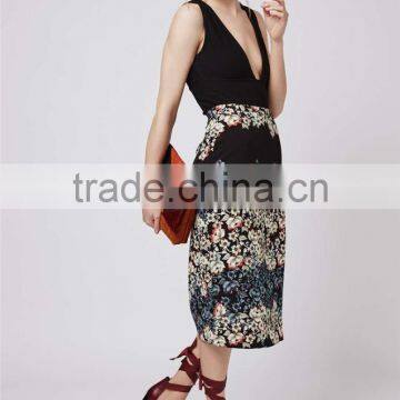 Cheap Price Knitted Flowers Border Wrap Midi Skirts Floral Long Bodycon Skirts Stretch Skirts Wholesale photo-2