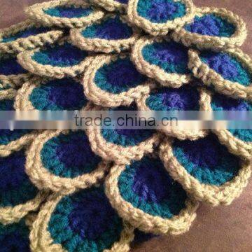 Peacock Diaper Cover Baby Bloomer With Headband Set Little Baby Winter Woolen Yarn Diaper Cover Set photo-4