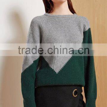 Women Geometric Design Sweater 2017 New Style Green Color Pullover Sweater photo-4