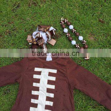 Football Dress New Design Ruffle Dress Clothes 100%cotton Cute Children's Kids Clothes With Matching Necklace and Headband photo-5