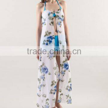 Bohemian Maxi Sexy Beach Dress Women Chiffon Maxi Printed Long Dresses photo-2