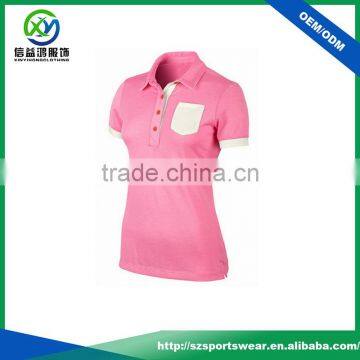 New Fashion design pink color performance polyester material golf shirts