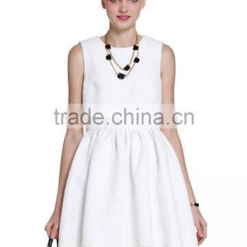 Womens plaid jacquard high waist back zipper sleeveless false two-piece dress