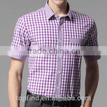 Wholesale brand short sleeve plaids men dress &causal shirt with good quality