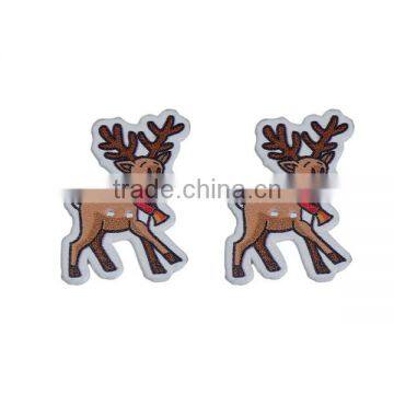 Wood Sewing Buttons Scrapbooking 2 Holes Christmas Reindeer Brown