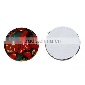 Glass Dome Seals Cabochons Round Flatback Red & Green Halloween Pumpkin Leaves Pattern Transparent 20mm Dia photo-3
