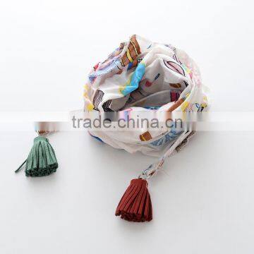 Cute Winter Warm Cotton Children Trangular Tassel Scarf photo-4