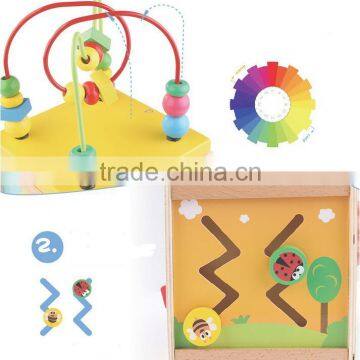 Wooden Children's Puzzle Toy Multifunction Round Bead Box Clock Time Cognition Toys for Kids photo-5