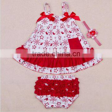 2016 3 PCS Ruffled Flower Baby Rompers Girl Baby Costumes Set Kids Jumpsuit Cotton Chevron Romper Photo Props With Bow Headband photo-2