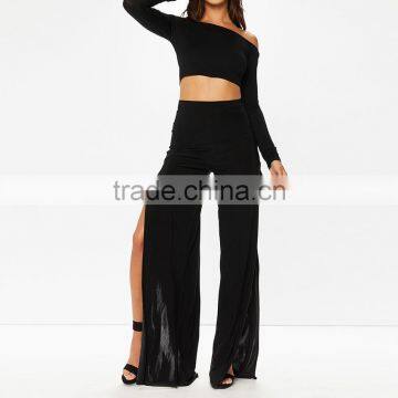 B33774A Wholesale cheap women casual ladies loose high split pants