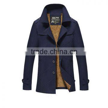 2016 Men's plus size 100% cottonwarm wind coat men long jacket with fur lining