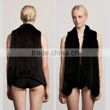 SJ320-01 China Fur Garment Factory Knitted Cropped Rabbit Fur Vests for Teens