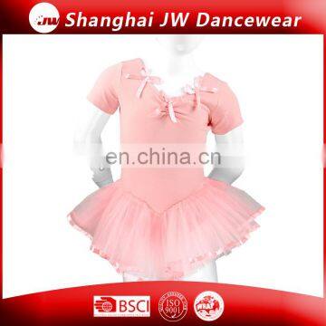 wholesale gymnastics leotards with chiffon skirt, girls short ballet leotard