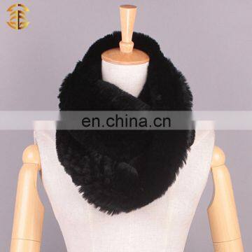 Newest Genuine Ladies Hand Knitted Rex Rabbit Fur Exquisite Scarf Warmer Neckwear