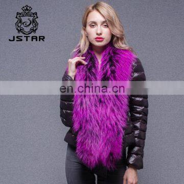 Purple Big lapelJackets Short Model Classic Coat Fur Trimmed Down Coats