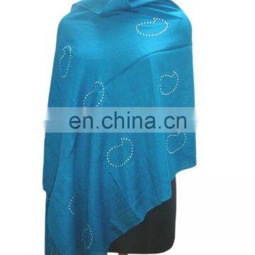 Silk Pashmina Wool shawls with crystal in latest design.