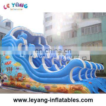 Colorful Wave Slide, inflatable wet slide, inflatable dry slide with 4 path