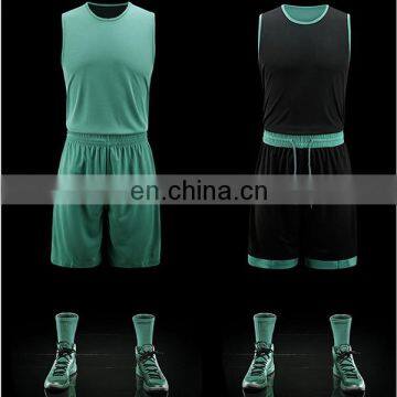 Plain Basketball Wear Double Side Blue Green Color Mesh Dry Fit Basketball Jersey photo-2