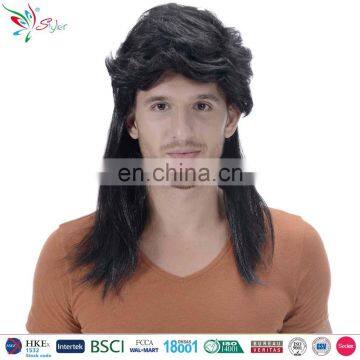 80s rocker men synthetic fibre black mullet wig