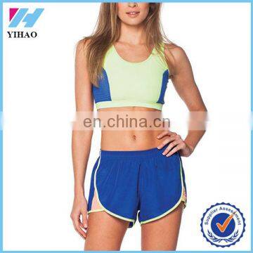 Yihao 2015 high quality ladies contrst color yoga fitness wear set custom sexy bra and panty new design