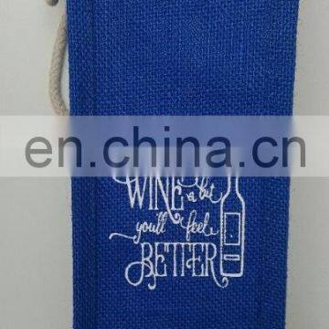 Blue Jute Wine Bag