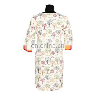 FLOWER PRINTED CREAM AND ORANGE COMBINATION WITH GREEN PRINT LATEST FASHION DESIGN