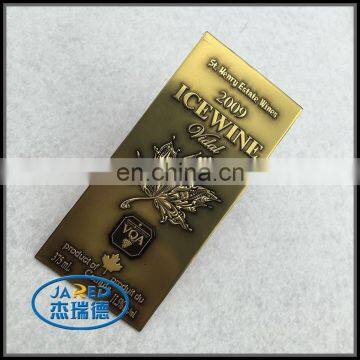 Gold Color Customized Design Metal Crafts Aluminum Wine Label with Cheap Price